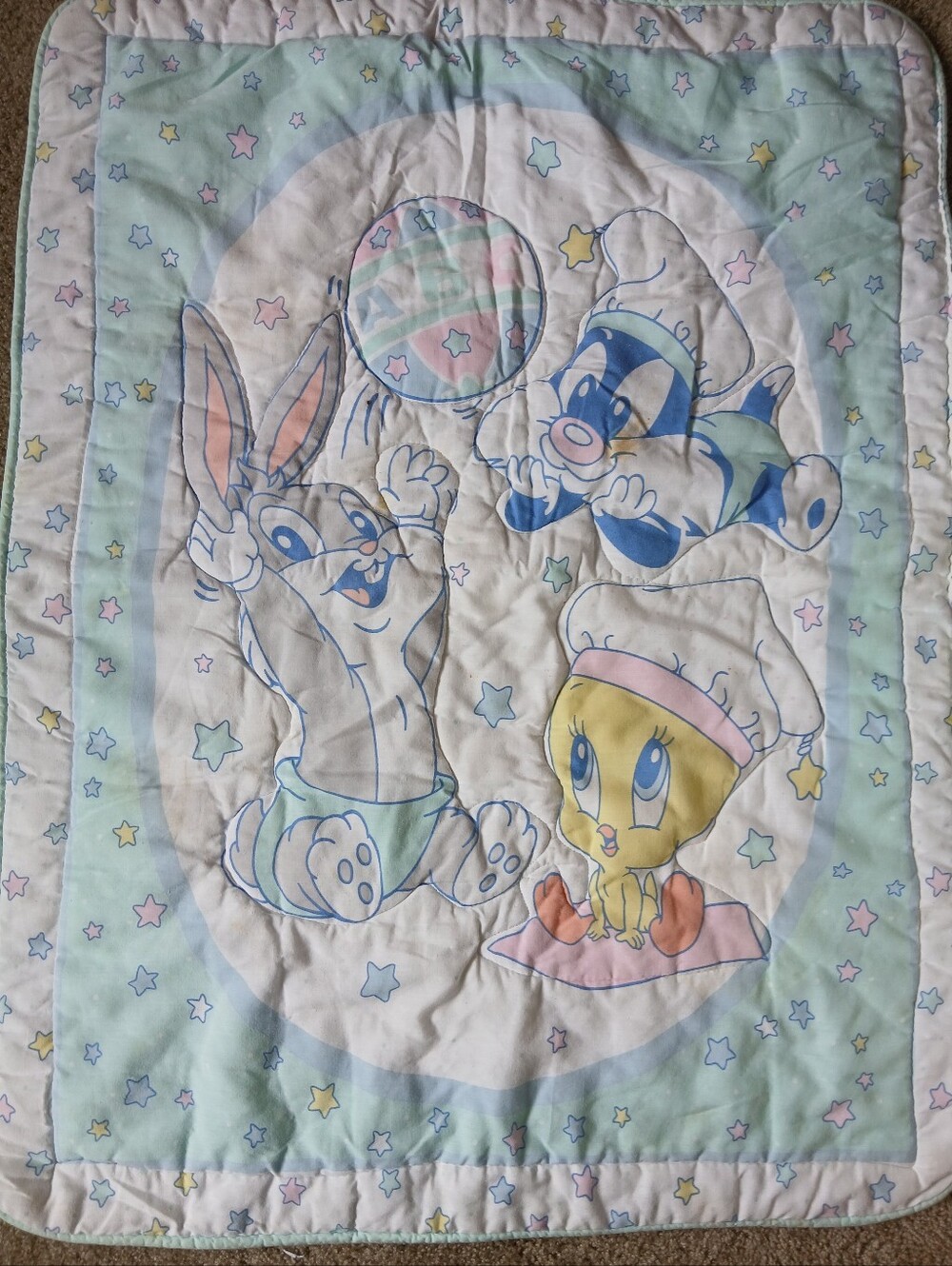 Vintage Looney Tunes Baby Blanket Featuring Tweety Bugs Bunny Sylvester
